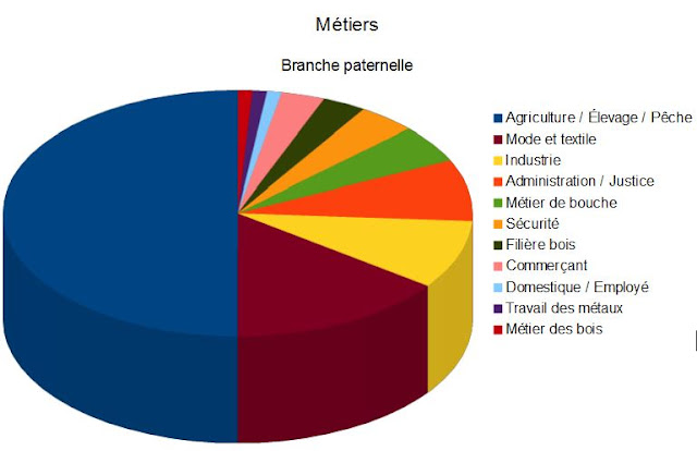 Les métiers les plus fréquents de la branche paternelle