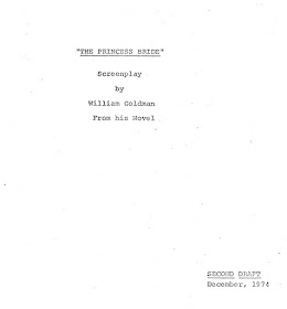 Title page to second draft of screenplay for The Princess Bride