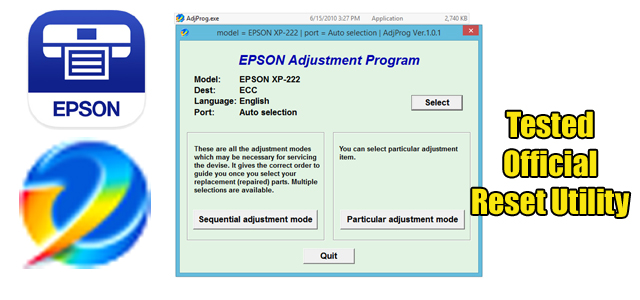 Epson Expression Home XP 222 Adjustment program (Reset Utility)