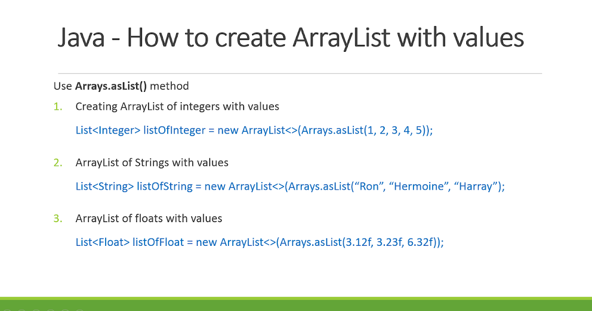 Java67 How To Declare Arraylist With Values In Java Examples