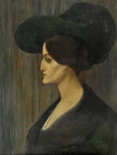 Retrato de mujer con sombrero verde de Émile Fabry