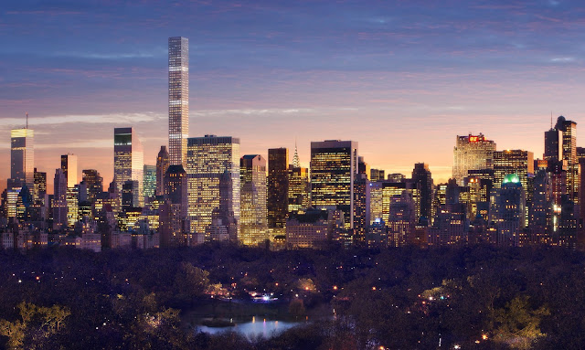 432 Park Avenue at sunset from central park