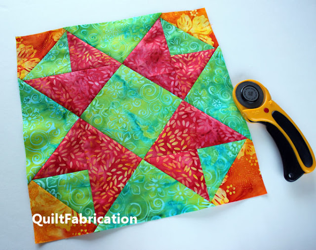 orange green and pink quilt block