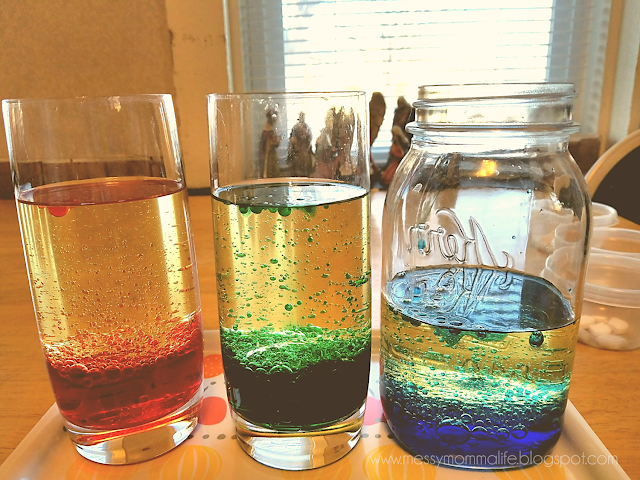 Oil with colored water