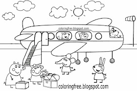 Easy Emily Elephant holiday airplane drawing family Peppa Pig coloring pages for toddlers shading