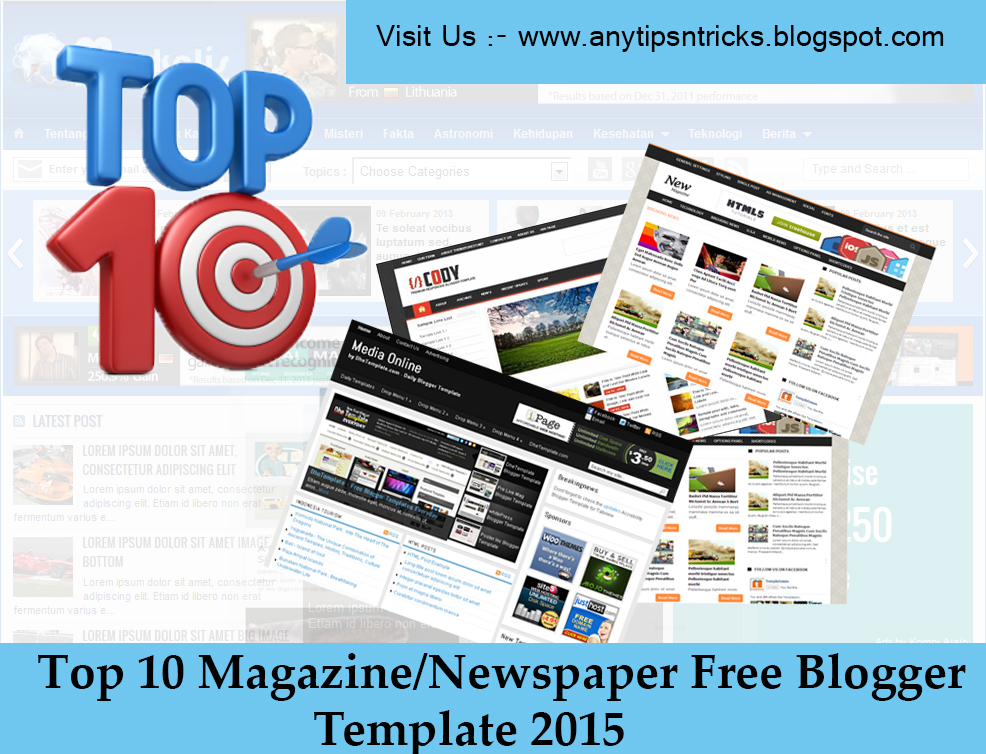 Top 10 Magazine/Newspaper Free Blogger Template 2015