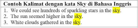 27 contoh kalimat dengan kata sky di Bahasa Inggris.