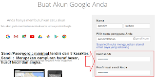 form isian akun google