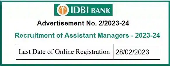 IDBI Bank Assistant Manager Recruitment 2023-24