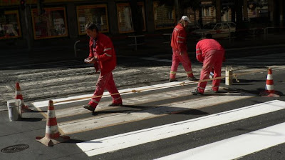 Prague crosswalk gets a refresher coat