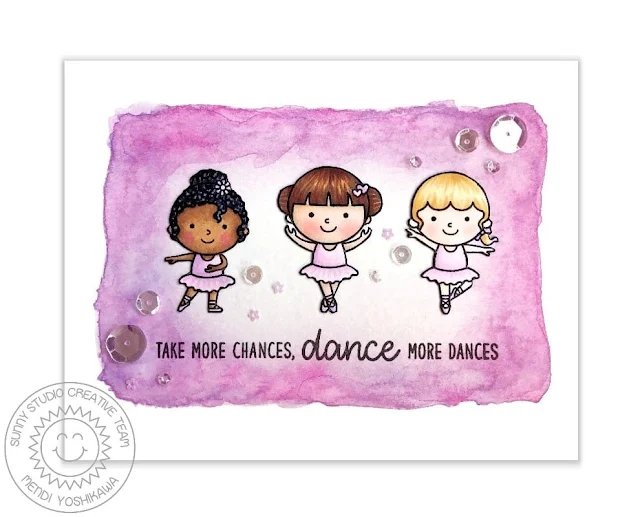 Sunny Studio Stamps: Tiny Dancers Ballerina Dance Card by Mendi Yoshikawa