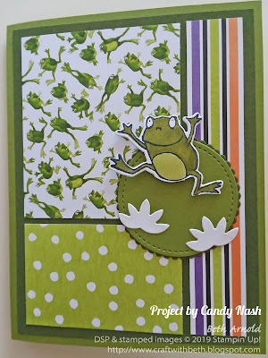 Craft with Beth: Stampin' Up! Second Sunday Sketch challenge card sketch challenge So Hoppy Together Cauldron Bubble Designer Series Paper DSP Toil and Trouble DSP stitched shapes framelits dies