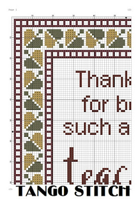 Thank you for being such a great teacher cross stitch embroidery pattern - Tango Stitch