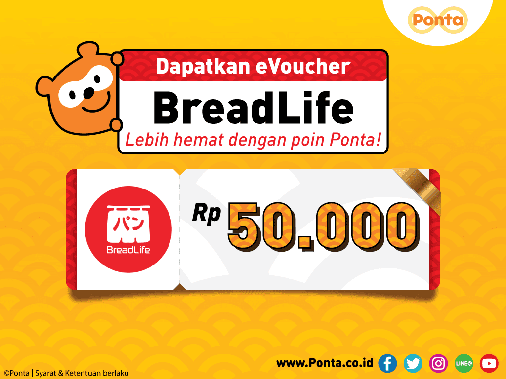 #PONTA - #Promo E-Voucher Breadlife 50K Dengan Redeem 45K Poin (s.d 28 Feb 2019)