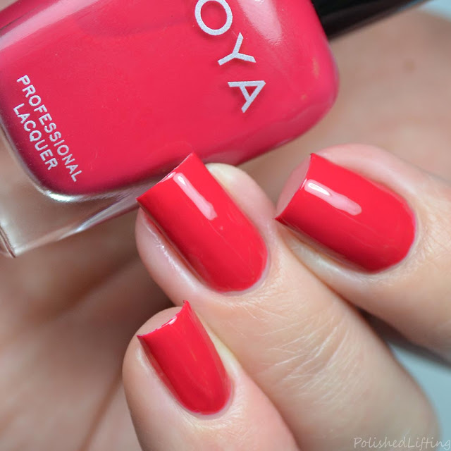 hot coral pink nail polish