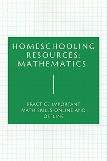 text: Homeschooling Resources: Mathematics; Practice important math skills online & offline; background image of graph paper