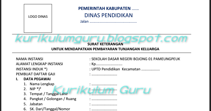 Download Contoh Formulir SKUMPTK 2016 Terbaru - Kurikulum Guru