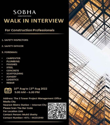 Sobha Constructions Dubai Walk in Interviews