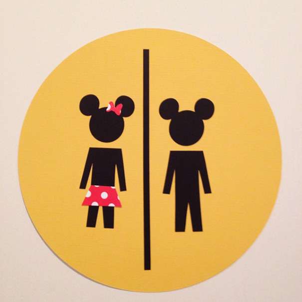 20+ Of The Most Creative Bathroom Signs Ever - Mickey Mouse Bathroom Sign