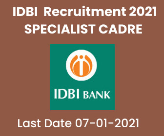  IDBI BANK RECRUITMENT 2021