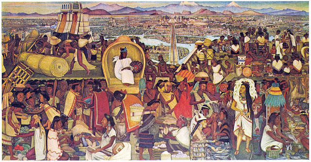 Large Painting by Diego Rivera of Tinochitlan in 1519