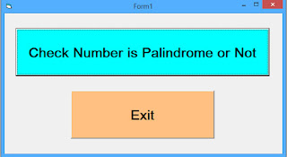 visual basic program of palindrome number