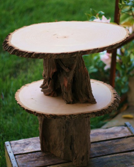 HUGE Tree Stump Slice Cake Stand Woodland Rustic Outdoor Fall Wedding CHIC