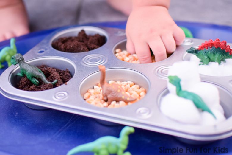 Sensory play dinosaur activity for toddlers