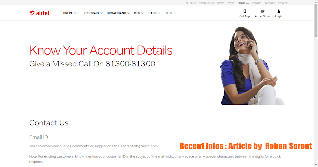 Airtel Customer care Phone number , Airtel dish tv support