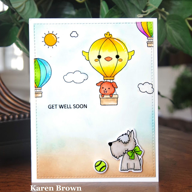 Handmade card with MFT's "Scottie" Scottish Terrier dog stamp.