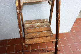 Eclectic Red Barn: Old ladder with platform step