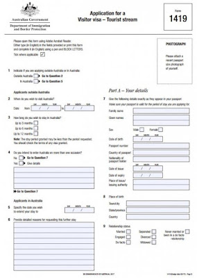 澳洲签证申请表