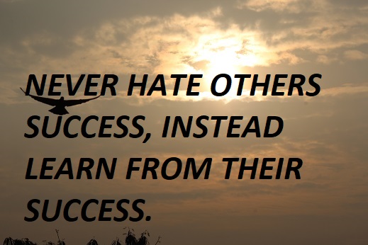NEVER HATE OTHERS SUCCESS, INSTEAD LEARN FROM THEIR SUCCESS.