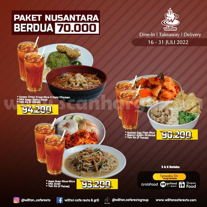 Willton Cafe & Resto Promo Paket Nusantara Berdua Cuma 70RB