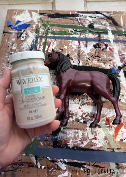 Paint horse toy with sand colored chalk paint.