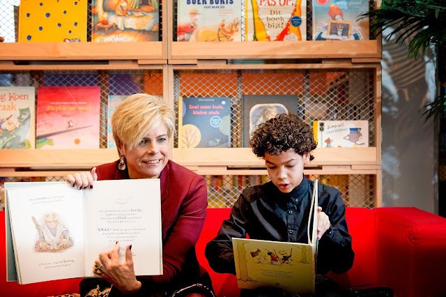 Princess Laurentien of The Netherlands at the National Breakfast Reading event at the Library in Hoorn