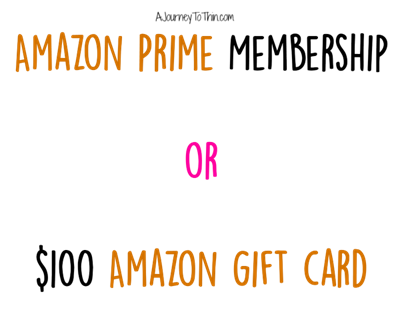 Amazon Prime Membership of $100 Amazon gift card giveaway AJourneyToThin.com Thankful Journey 5K 2015