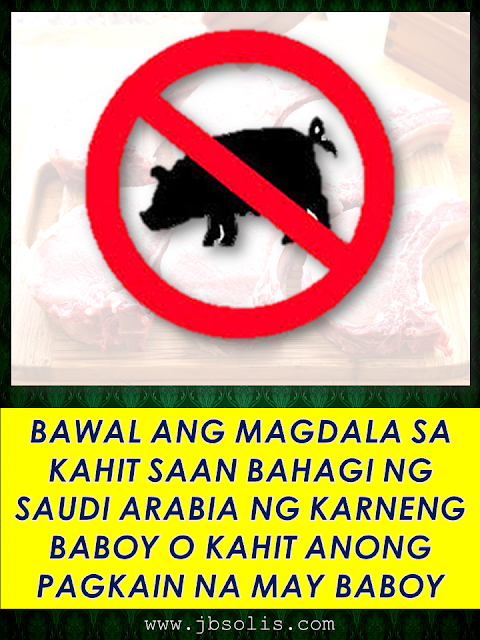 DO'S AND DONT'S WHEN YOU ARE IN SAUDI ARABIA DO'S AND DONT'S WHEN YOU ARE IN SAUDI ARABIA     Saudi Arabia has been known for its strict rules and adamant implementation of the law.If you are an OFW planning to work in Saudi Arabia,you must know the do's and dont's while staying at the Kingdom. We gathered these  information based on experiences and we put it in the form of images so that you may be aware and easily understand what to do and how you should act in an Arab territory that requires strict compliance of the law and spare yourself from getting into any trouble. Read on:   PORK,PORK PRODUCTS OR ANY FOOD CONTAINING PORK IS STRICTLY PROHIBITED IN ANY PART OF SAUDI ARABIA.     THERE ARE NO CINEMAS OR THEATERS IN ANY MALLS IN SAUDI ARABIA    ISLAM IS THE ONLY RELIGION RECOGNIZED IN ANY PART OF THE KINGDOM AND PRACTICING ANY RELIGION IN ANY FORM IS STRICTLY PROHIBITED.    WOMEN ARE NOT ALLOWED TO DRIVE ANY VEHICLE IN SAUDI ARABIA    PORNOGRAPHIC MATERIALS AND WEBSITES ARE BANNED  IN SAUDI ARABIA AND MERE POSSESSION OF SUCH IS SUBJECTED TO STRICT PROSECUTION.      ANY ALCOHOLIC BEVERAGES IS BANNED IN SAUDI ARABIA.IF YOU ARE CAUGHT WITH THESE IN YOUR POSSESSION,YOU WILL BE "GENEROUSLY AWARDED" WITH LASHES BEFORE THEY GET YOU DEPORTED.    YOU ARE NOT ALLOWED TO TAKE PHOTOS ESPECIALLY OF WOMEN AND CHILDREN WITHOUT PERMISSION     EATING ,DRINKING AND EVEN SMOKING IN PUBLIC IS STRICTLY PROHIBITED DURING THE HOLY MONTH OF RAMADAN.YOU MAY END UP IN JAIL AND GET LECTURES ON THE BELIEFS OF ISLAM.     NO TAKING OF PHOTOS OF THE KINGS PROPERTY OR BUILDINGS OWNED BY THE STATE.YOU MAY BE SUSPECTED AS TERRORIST AND GET INTO SERIOUS TROUBLE.     MEN AND WOMEN IN SAUDI ARABIA ARE NOT ALLOWED TO MINGLE WITH THE OPPOSITE SEX.ALWAYS BEAR IN MIND.     BEWARE OF SPORTING STYLISH HAIRSTYLES AND COLORS WHEN YOU ARE IN SAUDI ARABIA.     EARRINGS ARE ONLY MEANT TO BE WORN BY WOMEN WHEN YOU ARE IN SAUDI ARABIA.MEN ARE ONLY ALLOWED TO WEAR RINGS AND WATCHES.     IF YOU ARE A WOMAN AND YOU WANT TO GO OUT IN SAUDI ARABIA,WEARING ABAYA AND TARHA IS A MUST.     PLAYING LOUD DISCO MUSIC IS NOT ALLOWED IN PUBLIC PLACES IN SAUDI ARABIA SUCH AS PARKS AND STREETS.     SOME MOBILE APPLICATIONS THAT CAN BE USED FOR CALLNG OR MESSAGING ARE BANNED IN SAUDI ARABIA ,LIKE SKYPE,VIBER AND WHATSAPP.     GAY ACTS AND HOMOSEXUALITY IS STRICTLY PHOHIBITED IN SAUDI ARABIA.     UNWED COUPLES ARE NOT ALLOWED TO MEET OR LIVE UNDER ONE ROOM.    CAPITAL PUNISHMENT IS STRICTLY ENFORCED  FOR MURDER,RAPE AND ACT OF TERRORISM IN SAUDI ARABIA.     HIV/AIDS POSITIVE EXPATS ARE  PROMPTLY DEPORTED FROM THE KINGDOM.     IF YOU ARE CAUGHT WITH EVEN A SMALL AMOUNT OF PROHIBITED DRUGS,YOU WILL BE SENTENCED TO DEATH BY BEHEADING.      STARING AND TOUCHING SAUDI WOMEN EVEN UNINTENTIONALLY  IS NOT ACCEPTABLE.     ALL ESTABLISHMENTS ARE REQUIRED TO CLOSE DURING PRAYER TIME.        BIBLE,ROSARY,OR ANY RELIGIOUS ITEMS OTHER THAN FOR ISLAM ARE PROHIBITED IN SAUDI ARABIA.     MEN WEARING SHORTS AND SANDOS ARE NOT ALLOWED INSIDE MALLS IN SAUDI ARABIA.    YOU MUST SETTLE AND PAY ALL YOUR LOANS AND DEBTS BEFORE GOING OUT OF SAUDI ARABIA FOR FINAL EXIT.  WALKING AND ROAMING AROUND WITHOUT PASSPORT,NATIONAL ID OR IQAMA CAN LEAD YOU TO A BIG TROUBLE OF LANDING IN JAIL OR WORST,DEPORTATION.      WOMEN ARE NOT ALLOWED TO SWIM IN ANY SAUDI BEACHES.  AMULET,TALISMAN OR ANYTHING RELATED TO BLACK MAGIC OR WITCHCRAFT IS STRICTLY PROHIBITED IN SAUDI ARABIA.WITCHCRAFT IS PUNISHABLE BY DEATH.     ALSO READ:   SAUDI PRINCE,EXECUTED FOR MURDER     SAUDI ARABIA NEEDS THE OFWS   REMINDERS TO OFWS IN SAUDI ARABIA    EXPATS ARE OUR BROTHERS AND PARTNERS IN PROGRESS--SAUDIS   NEW SAUDI VISA FEES    PRESIDENT DUTERTE ACCOMPLISHMENTS IN JUST 100 DAYS   ©2016 THOUGHTSKOTO    Saudi Arabia has been known for its strict rules and adamant implementation of the law.If you are an OFW planning to work in Saudi Arabia,you must know the do's and dont's while staying at the Kingdom. We gathered these  information based on experiences and we put it in the form of images so that you may be aware and easily understand what to do and how you should act in an Arab territory that requires strict compliance of the law and spare yourself from getting into any trouble. Read on:   PORK,PORK PRODUCTS OR ANY FOOD CONTAINING PORK IS STRICTLY PROHIBITED IN ANY PART OF SAUDI ARABIA.     THERE ARE NO CINEMAS OR THEATERS IN ANY MALLS IN SAUDI ARABIA    ISLAM IS THE ONLY RELIGION RECOGNIZED IN ANY PART OF THE KINGDOM AND PRACTICING ANY RELIGION IN ANY FORM IS STRICTLY PROHIBITED.    WOMEN ARE NOT ALLOWED TO DRIVE ANY VEHICLE IN SAUDI ARABIA    PORNOGRAPHIC MATERIALS AND WEBSITES ARE BANNED  IN SAUDI ARABIA AND MERE POSSESSION OF SUCH IS SUBJECTED TO STRICT PROSECUTION.      ANY ALCOHOLIC BEVERAGES IS BANNED IN SAUDI ARABIA.IF YOU ARE CAUGHT WITH THESE IN YOUR POSSESSION,YOU WILL BE "GENEROUSLY AWARDED" WITH LASHES BEFORE THEY GET YOU DEPORTED.    YOU ARE NOT ALLOWED TO TAKE PHOTOS ESPECIALLY OF WOMEN AND CHILDREN WITHOUT PERMISSION     EATING ,DRINKING AND EVEN SMOKING IN PUBLIC IS STRICTLY PROHIBITED DURING THE HOLY MONTH OF RAMADAN.YOU MAY END UP IN JAIL AND GET LECTURES ON THE BELIEFS OF ISLAM.     NO TAKING OF PHOTOS OF THE KINGS PROPERTY OR BUILDINGS OWNED BY THE STATE.YOU MAY BE SUSPECTED AS TERRORIST AND GET INTO SERIOUS TROUBLE.     MEN AND WOMEN IN SAUDI ARABIA ARE NOT ALLOWED TO MINGLE WITH THE OPPOSITE SEX.ALWAYS BEAR IN MIND.     BEWARE OF SPORTING STYLISH HAIRSTYLES AND COLORS WHEN YOU ARE IN SAUDI ARABIA.     EARRINGS ARE ONLY MEANT TO BE WORN BY WOMEN WHEN YOU ARE IN SAUDI ARABIA.MEN ARE ONLY ALLOWED TO WEAR RINGS AND WATCHES.     IF YOU ARE A WOMAN AND YOU WANT TO GO OUT IN SAUDI ARABIA,WEARING ABAYA AND TARHA IS A MUST.     PLAYING LOUD DISCO MUSIC IS NOT ALLOWED IN PUBLIC PLACES IN SAUDI ARABIA SUCH AS PARKS AND STREETS.     SOME MOBILE APPLICATIONS THAT CAN BE USED FOR CALLNG OR MESSAGING ARE BANNED IN SAUDI ARABIA ,LIKE SKYPE,VIBER AND WHATSAPP.     GAY ACTS AND HOMOSEXUALITY IS STRICTLY PHOHIBITED IN SAUDI ARABIA.     UNWED COUPLES ARE NOT ALLOWED TO MEET OR LIVE UNDER ONE ROOM.    CAPITAL PUNISHMENT IS STRICTLY ENFORCED  FOR MURDER,RAPE AND ACT OF TERRORISM IN SAUDI ARABIA.     HIV/AIDS POSITIVE EXPATS ARE  PROMPTLY DEPORTED FROM THE KINGDOM.     IF YOU ARE CAUGHT WITH EVEN A SMALL AMOUNT OF PROHIBITED DRUGS,YOU WILL BE SENTENCED TO DEATH BY BEHEADING.      STARING AND TOUCHING SAUDI WOMEN EVEN UNINTENTIONALLY  IS NOT ACCEPTABLE.     ALL ESTABLISHMENTS ARE REQUIRED TO CLOSE DURING PRAYER TIME.        BIBLE,ROSARY,OR ANY RELIGIOUS ITEMS OTHER THAN FOR ISLAM ARE PROHIBITED IN SAUDI ARABIA.     MEN WEARING SHORTS AND SANDOS ARE NOT ALLOWED INSIDE MALLS IN SAUDI ARABIA.    YOU MUST SETTLE AND PAY ALL YOUR LOANS AND DEBTS BEFORE GOING OUT OF SAUDI ARABIA FOR FINAL EXIT.  WALKING AND ROAMING AROUND WITHOUT PASSPORT,NATIONAL ID OR IQAMA CAN LEAD YOU TO A BIG TROUBLE OF LANDING IN JAIL OR WORST,DEPORTATION.      WOMEN ARE NOT ALLOWED TO SWIM IN ANY SAUDI BEACHES.  AMULET,TALISMAN OR ANYTHING RELATED TO BLACK MAGIC OR WITCHCRAFT IS STRICTLY PROHIBITED IN SAUDI ARABIA.WITCHCRAFT IS PUNISHABLE BY DEATH.     ALSO READ:   SAUDI PRINCE,EXECUTED FOR MURDER     SAUDI ARABIA NEEDS THE OFWS   REMINDERS TO OFWS IN SAUDI ARABIA    EXPATS ARE OUR BROTHERS AND PARTNERS IN PROGRESS--SAUDIS   NEW SAUDI VISA FEES    PRESIDENT DUTERTE ACCOMPLISHMENTS IN JUST 100 DAYS   ©2016 THOUGHTSKOTO