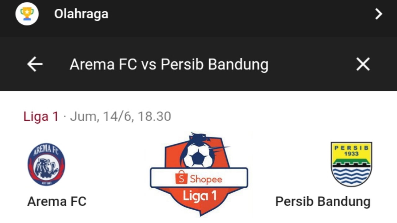 Link Live Streming Arema FC vs Persib Shopee Liga 1