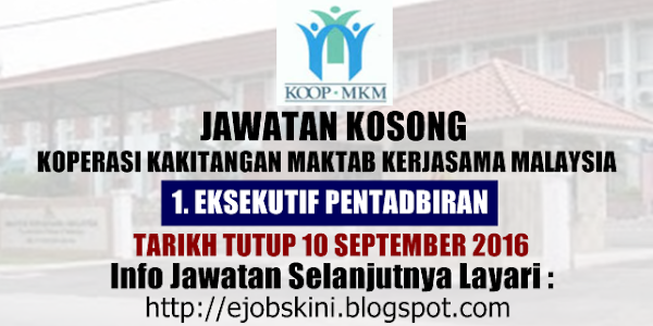 Jawatan Kosong Koperasi Kakitangan Maktab Kerjasama Malaysia - 10 September 2016