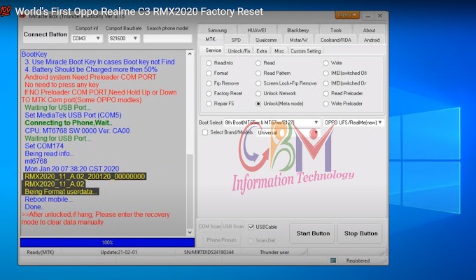 Realme C3 RMX2020 Factory Reset by Miracle Box