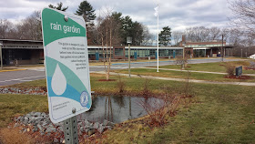 one of the 14 rain gardens around Franklin can be found at the Parmenter School