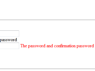 ここへ到着する Confirm Password Not Match Message