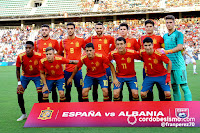 SELECCIÓN DE ESPAÑA SUB 21 - Temporada 2018-19 - Unai Núñez, Mikel Merino, Borja Mayoral, Igor Zubeldia, Jorge Meré y Unai Simón; Junior, Pablo Maffeo, Pablo Fornals, Mikel Oyarzabal y Carlos Soler. SELECCIÓN DE ESPAÑA SUB 21 3 (Oyarzabal, Borja Mayoral, Rafa Mir) SELECCIÓN DE ALBANIA SUB 21 0. 06/09/2018. XXII Campeonato de Europa de Selecciones Sub 21, fase de clasificación. Córdoba, estadio Nuevo Arcángel.