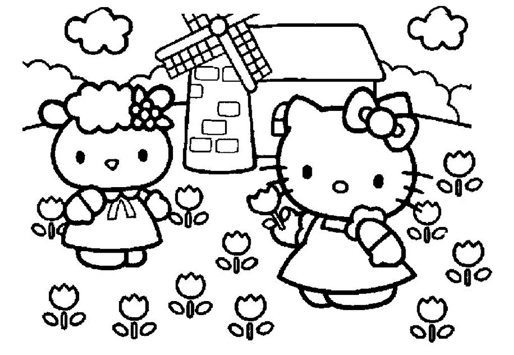Belajar mewarnai gambar untuk anak - tokoh kartun hello kitty si kucing yang lucu dan imut ...