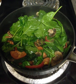 Spicy Spaghetti Squash mushroom, spinach, red pepper