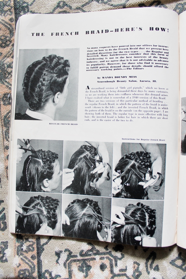 1940 vintage french braid updo hair style tutorial