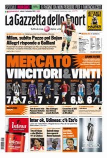 La Gazzetta dello Sport del 1 Settembre 2012 | ISSN 1120-5067 | TRUE PDF | Quotidiano | Sport
La Gazzetta dello Sport è un quotidiano sportivo italiano, con sede a Milano. Insieme al Corriere dello Sport - Stadio e Tuttosport, è uno dei tre principali giornali sportivi d'Italia. È il primo quotidiano sportivo per numero di lettori nell'Italia centro-settentrionale, ed uno dei maggiori quotidiani italiani per tiratura e diffusione.