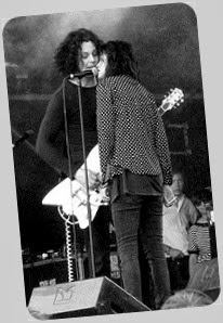 Jack White and Alison Mosshart performing live with The Dead Weather at the Glastonbury Festival, June 26, 2009
