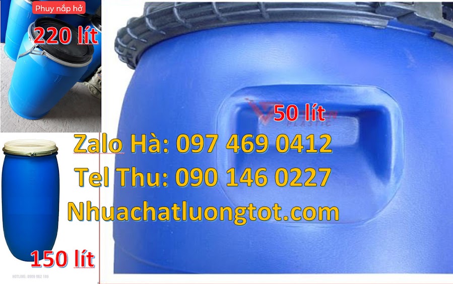 Thùng phi 150l, Phuy nhựa 220 lít nắp mở, Thùng phuy 220 lít nắp kín đựng hóa chất, Thùng phuy 220 lít nắp mở đựng bột ngô.  E80d754e9e50460e1f4149